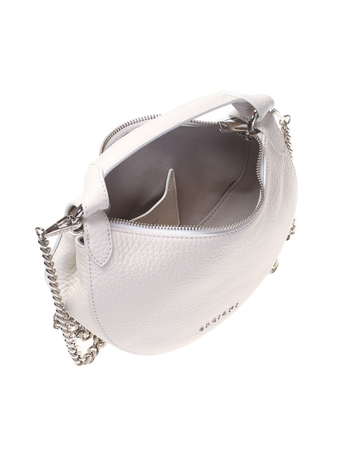 shop ORCIANI  Borsina: Orciani Mini Bag Dumpling Soft Nabucco in pelle con tracolla.
Tasche: portacarte interno.
Chiusura con zip.
Tracolla rimovibile a catena.
Dettagli finitura ottone dorato.
Dimensioni: Larghezza: 24 cm, Altezza: 16 cm, Profondità: 10 cm.
Composizione: 100% Pelle.
Fabbricata in Italia.. SD0179 SOF-BIANCO number 246704